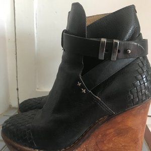 Rag & Bone leather & wood platform boots